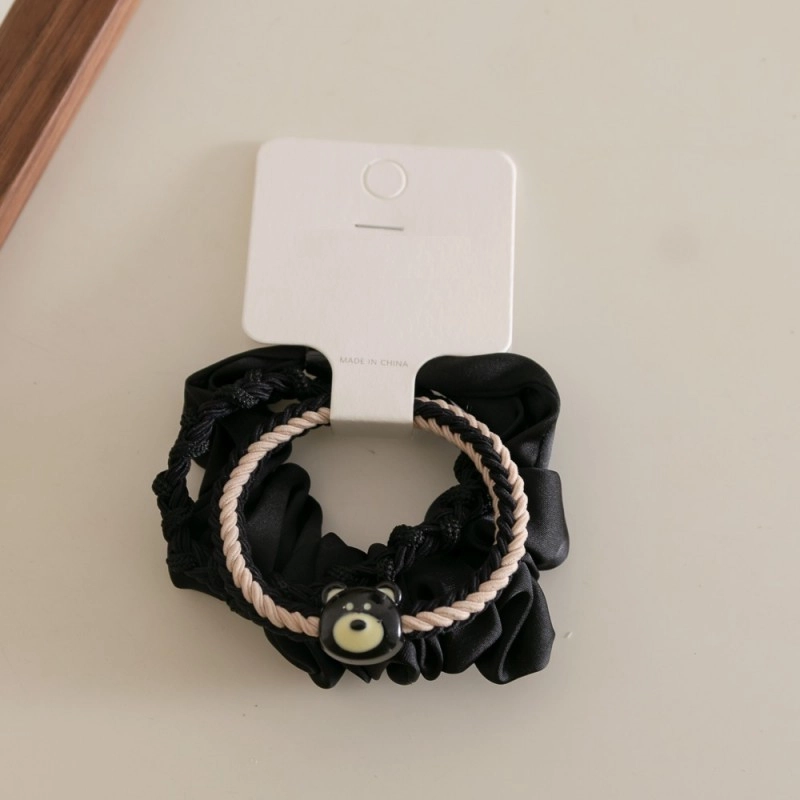 Sada 3 saténových gumičiek do vlasov, čierne