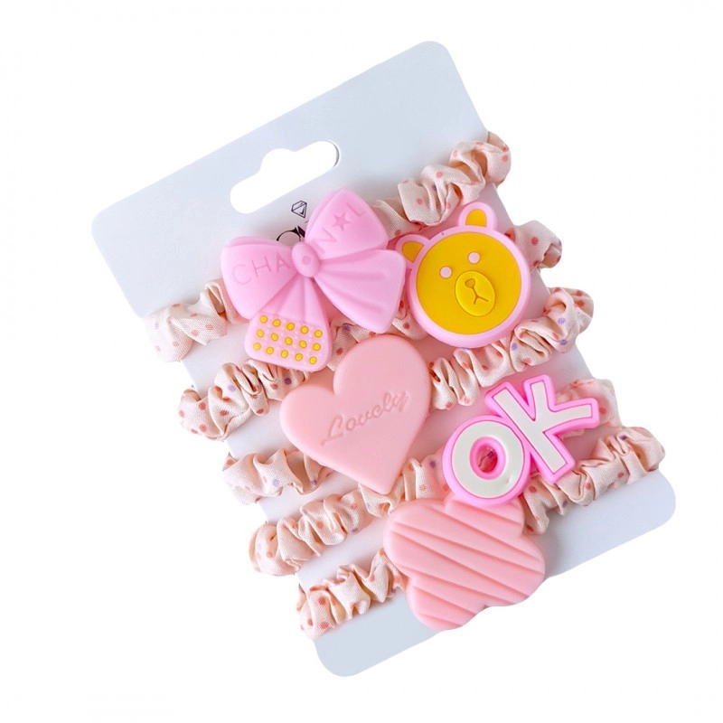 Sada 5 elastických gumičiek do vlasov, ružové