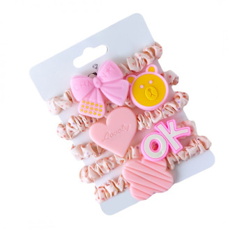 Sada 5 elastických gumičiek do vlasov, ružové