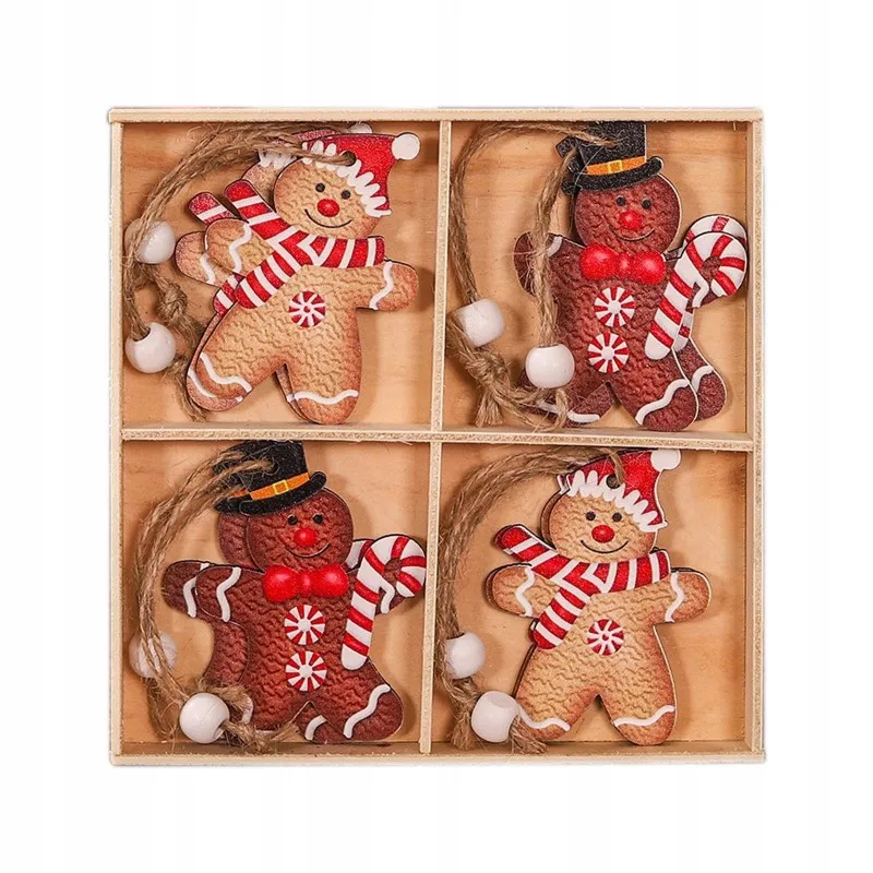 Sada dřevěných ozdob na vánoční stromek Perníky - 12 ks