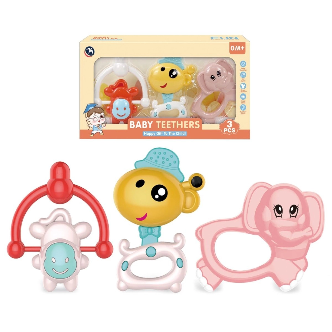 Sada chrastítek a kousátek Safari 3 ks