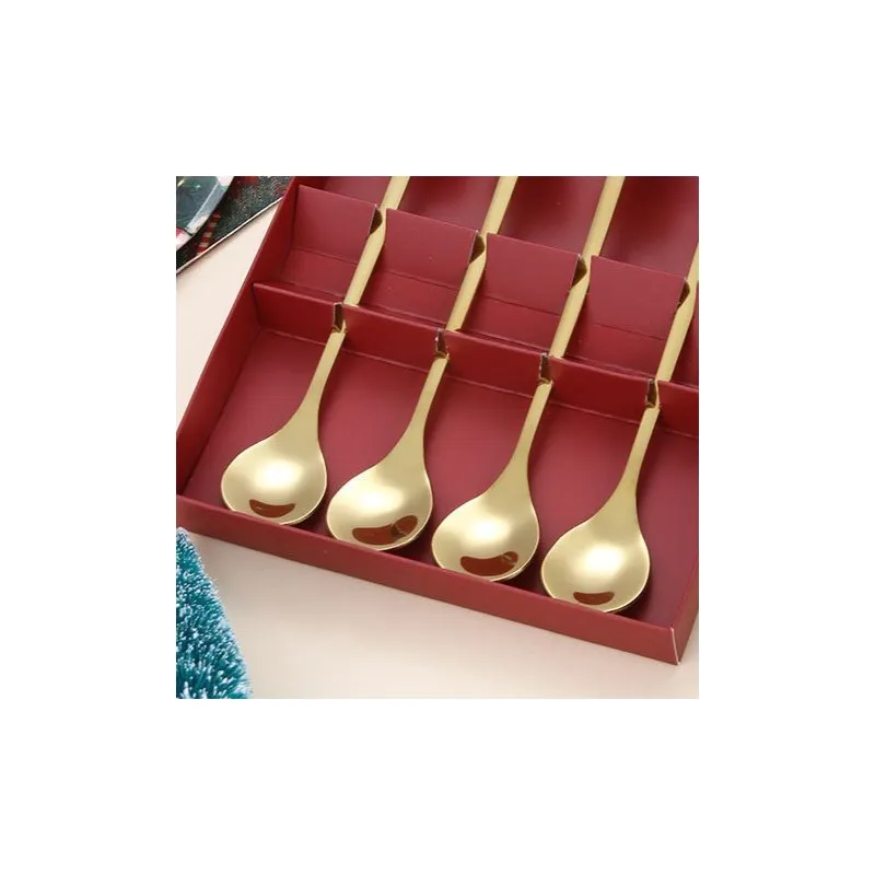 Sada lžiček s vánočními figurkami - zlaté 4 ks 