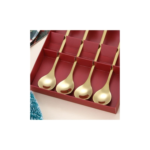 Sada lžiček s vánočními figurkami - zlaté 4 ks 