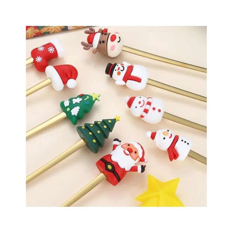 Sada lžiček s vánočními figurkami - zlaté 4 ks 