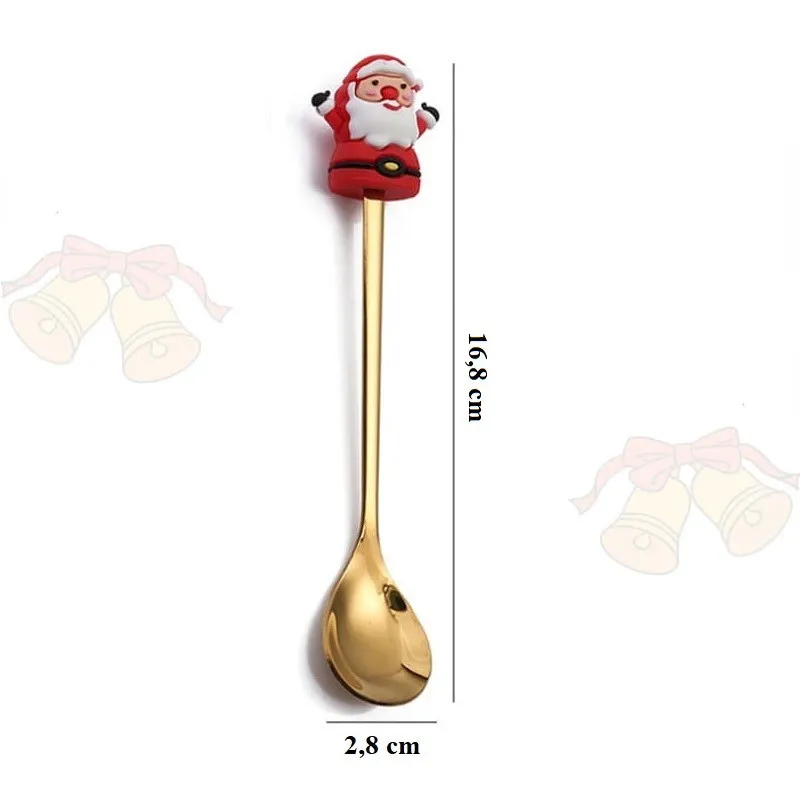 Sada lžiček s vánočními figurkami - zlaté 4 ks 