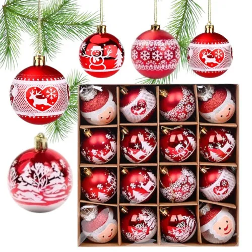 Sada nádherných vianočných gulí Ø: 5cm, 16 ks - červené