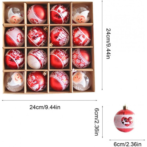 Sada nádherných vianočných gulí Ø: 5cm, 16 ks - červené