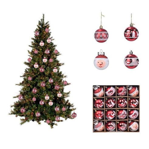 Sada nádherných vianočných gulí Ø: 5cm, 16 ks - červené