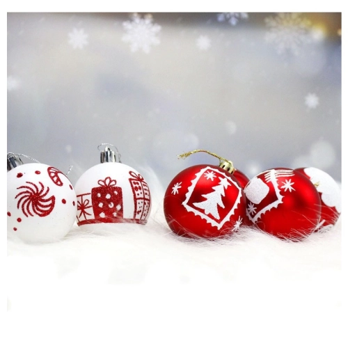 Sada vianočných gúľ červeno-biele 6 cm - 16 ks