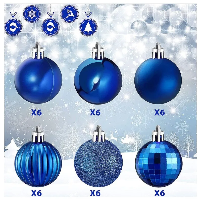 Sada vánočních koulí královská modrá průměr 5,5 cm, 36 ks