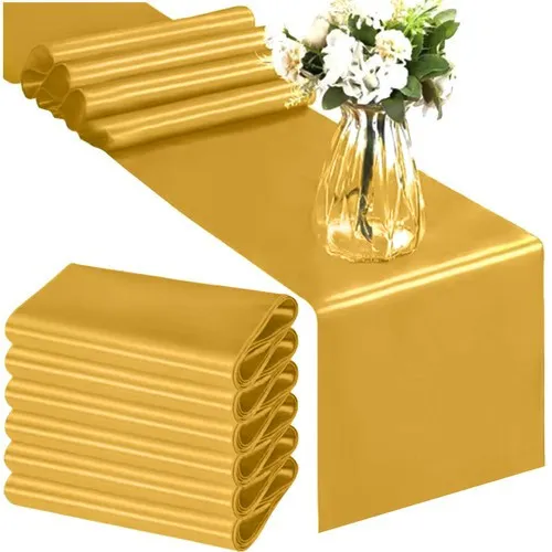 Saténový ubrus - běhoun 900 x 36 cm - zlatý