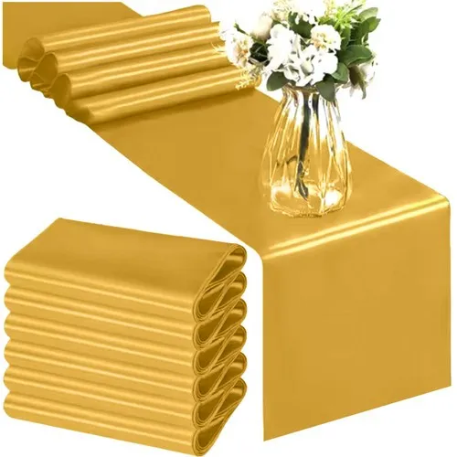 Saténový ubrus - běhoun 900 x 36 cm - zlatý