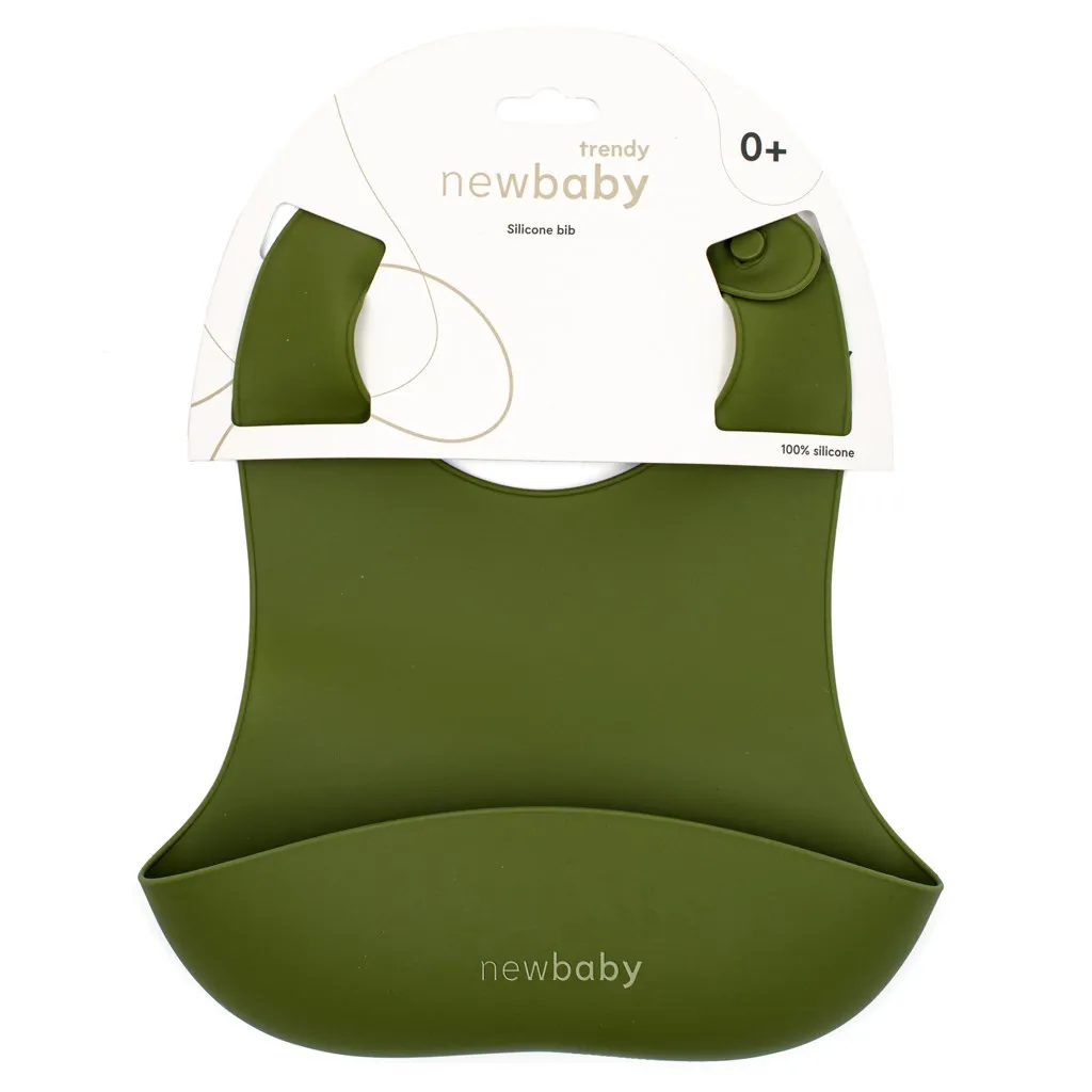 Silikonový bryndák New Baby - olivový