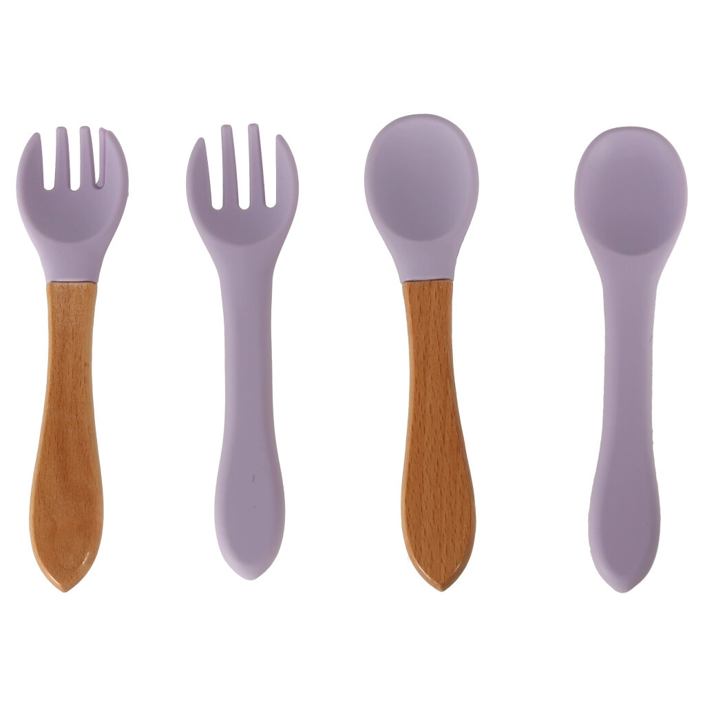 Silikónový riad pre deti Krabík sada 9 kusov - fialový
