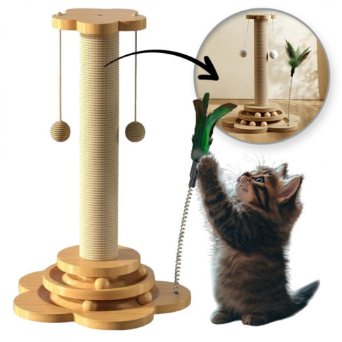 Škrabadlo pro kočky - hračkářské kuličky 4v1, kuličky, peříčka