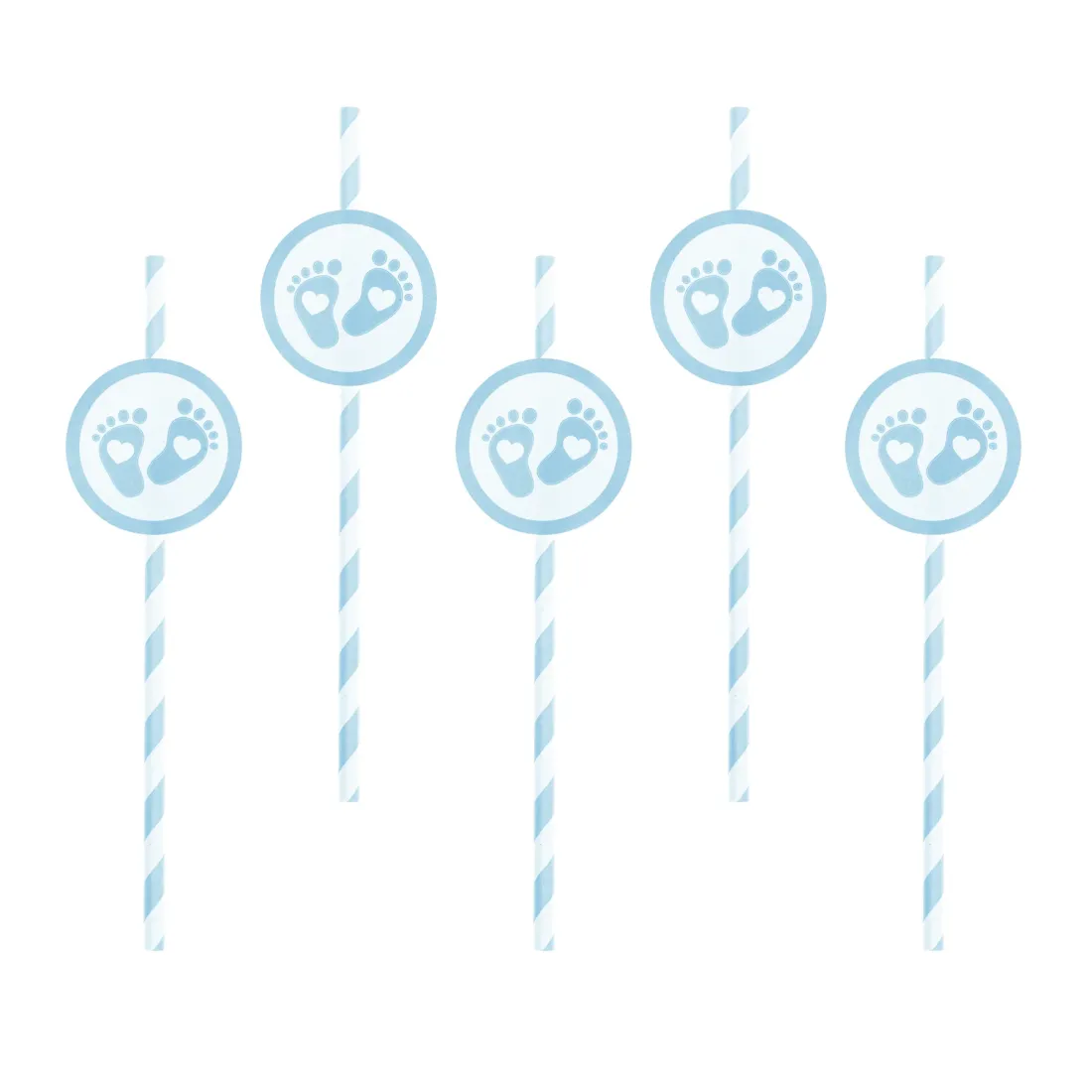 Paie Baby Shower cu piciorușe albastre, 6 buc.