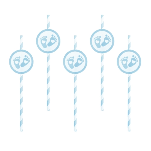 Paie Baby Shower cu piciorușe albastre, 6 buc.
