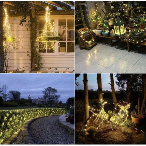 Solárna LED svetelná reťaz - 15m teplá biela