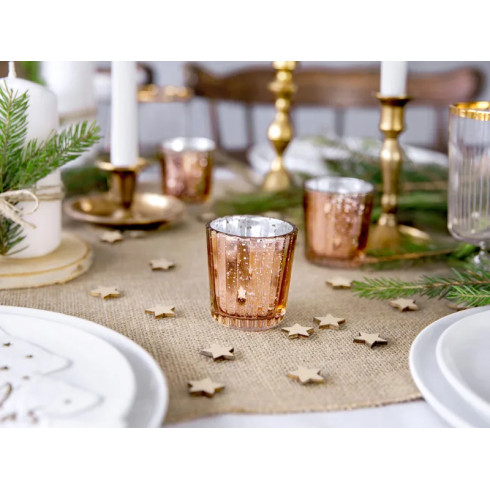 Set 4 suporturi roz-aurii pentru lumânări tip tealight