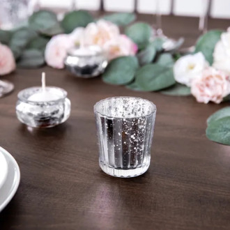 Suport pentru lumânare tip pastilă – argintiu, set de 4 buc.