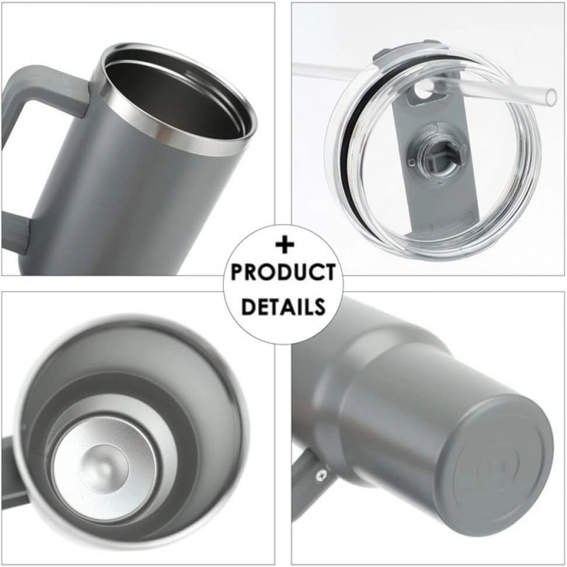 Termohrnček so slamkou 1L - veľký krémový