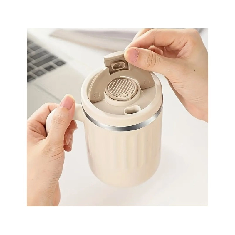 Termohrnček so slamkou 480 ml - hnedý