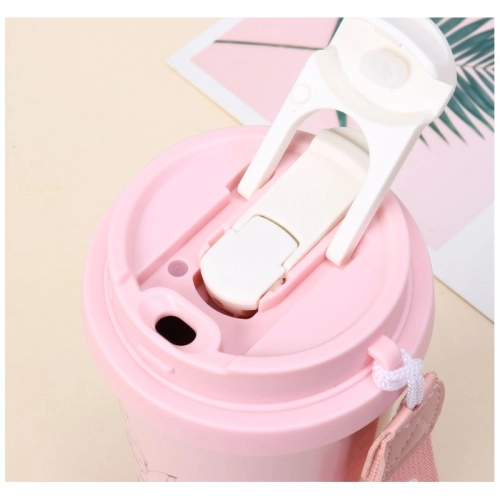 Termohrnček so slamkou 550 ml, ružový