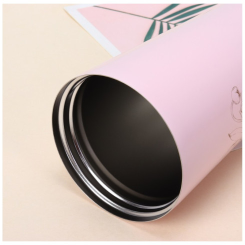 Termohrnček so slamkou 550 ml, ružový