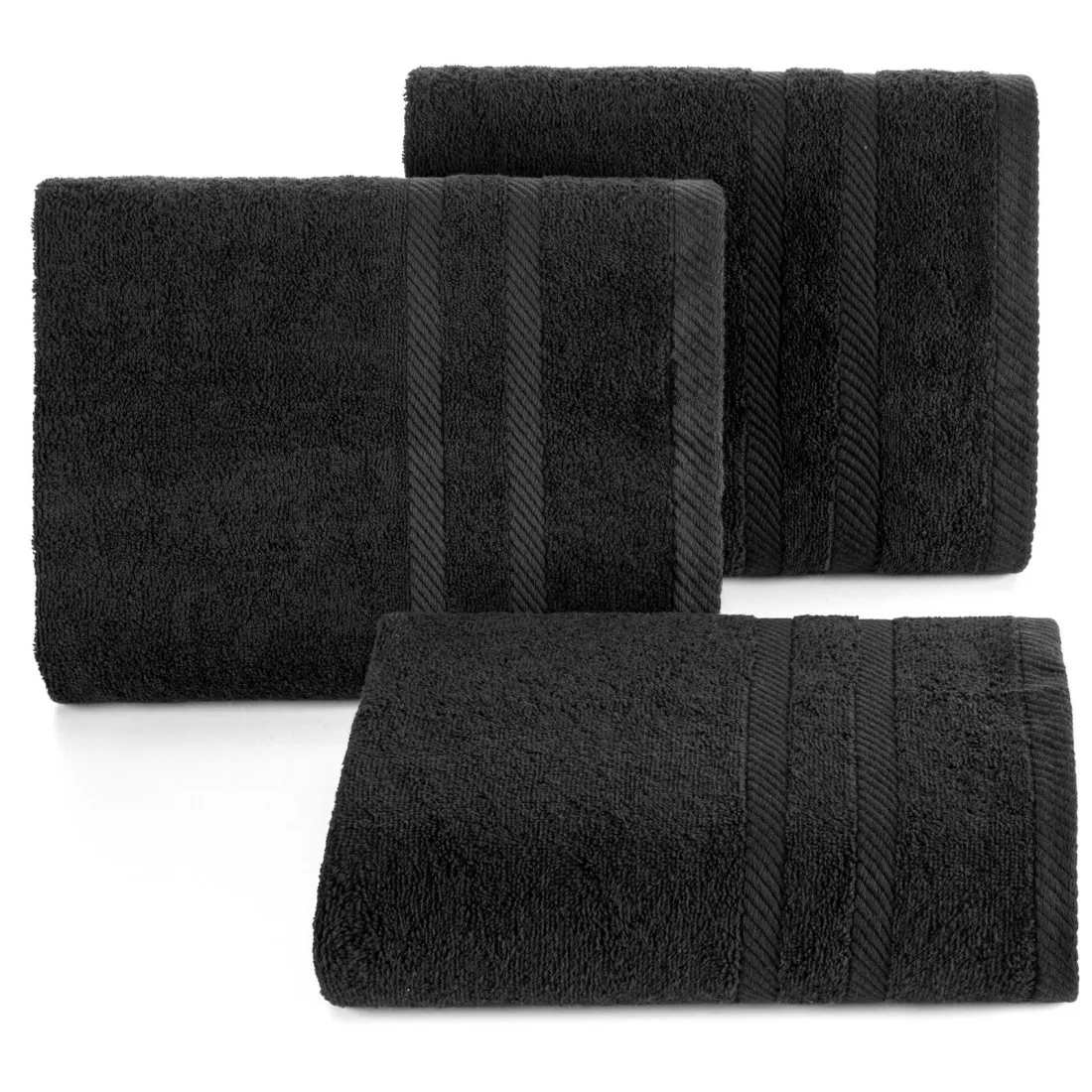 Ručníky sada 3 ks s bordurou 30x50 cm - černé