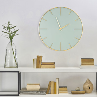 Veľké nástenné hodiny v modernom štýle s mätovým ciferníkom, priemer 60 cm