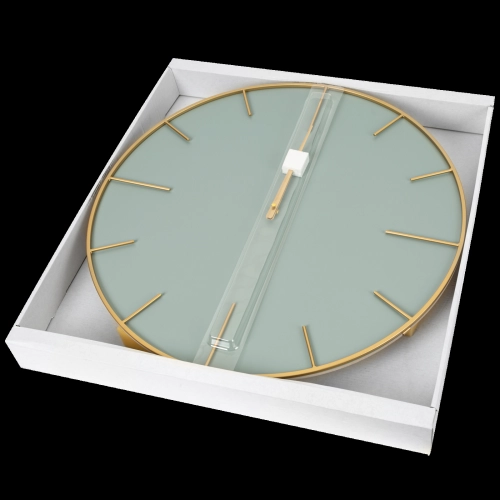 Veľké nástenné hodiny v modernom štýle s mätovým ciferníkom, priemer 60 cm