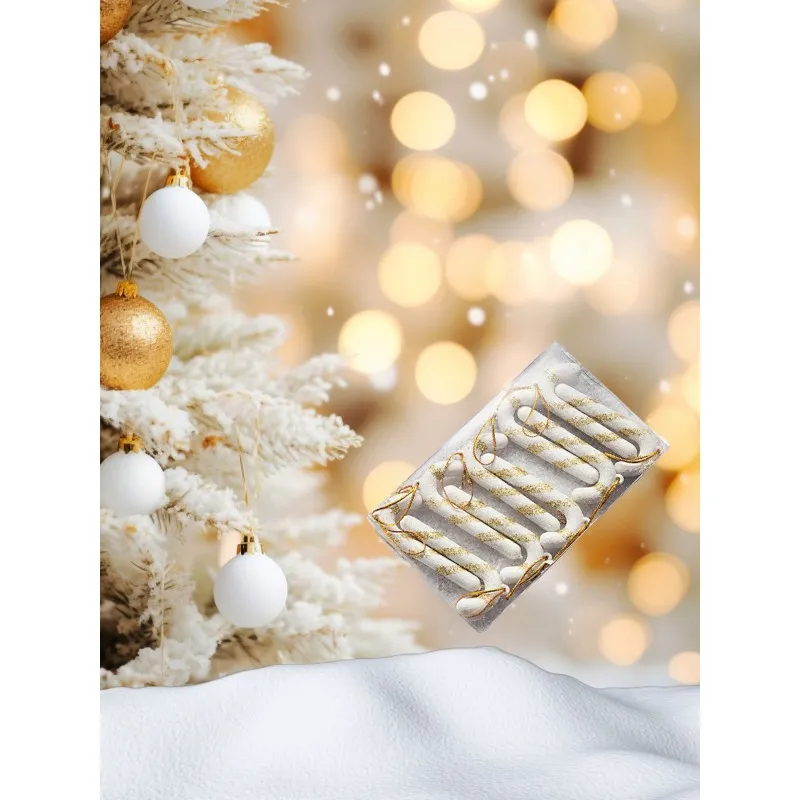 Vianočná dekorácia -  biele lízanky 10ks 