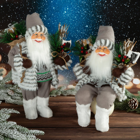Vianočná dekorácia Santa Claus 40 cm - sivo biely Vianočná dekorácia Santa Claus 40 cm - sivo biely