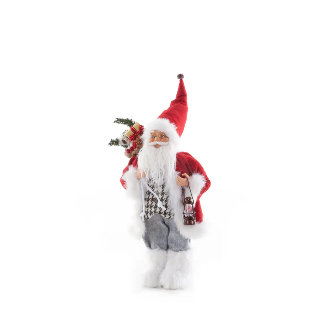 Vánoční dekorace Santa Claus 45 cm - červeno šedý