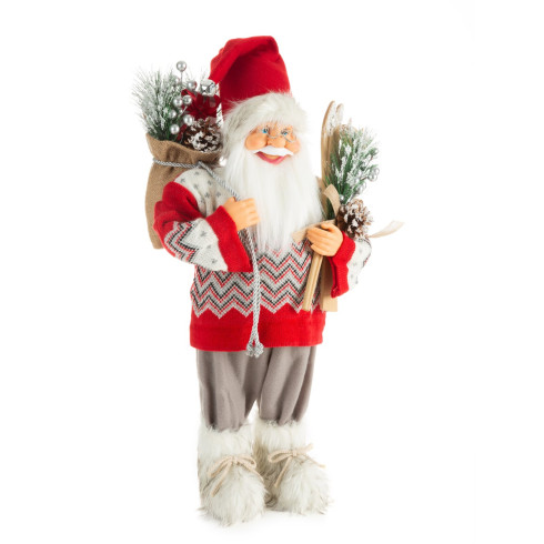 Vánoční dekorace Santa Claus 60 cm - červeno šedý