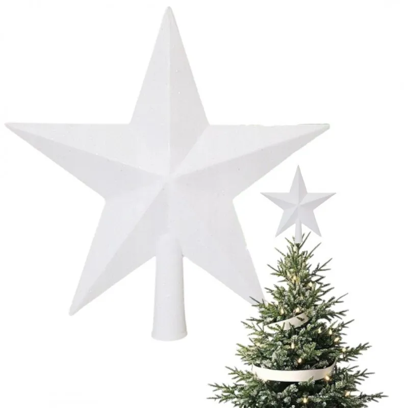 Vánoční hvězda na stromeček 19 cm bílá