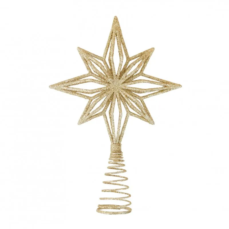 Vianočná hviezda na stromček - zlatá s trblietkami