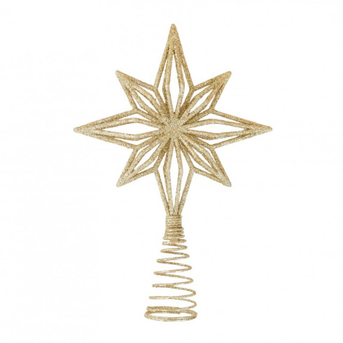 Vánoční hvězda na stromeček - zlatá se třpytkami
