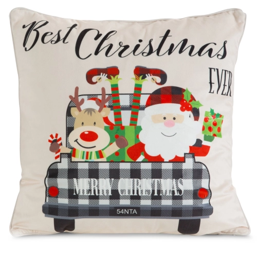 Vianočná obliečka na vankúš zo zamatu zdobená očarujúcim vianočným motívom 45x45 cm