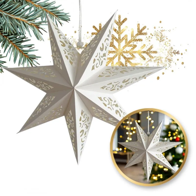 Vianočná papierová hviezda 45 cm - biela