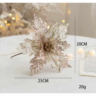 Vianočná ruža trblietavá 25 cm - champagne