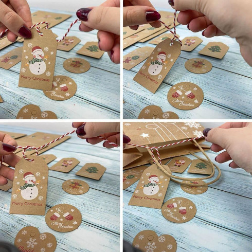 Vánoční jmenovky na dárky - 50 ks barevné