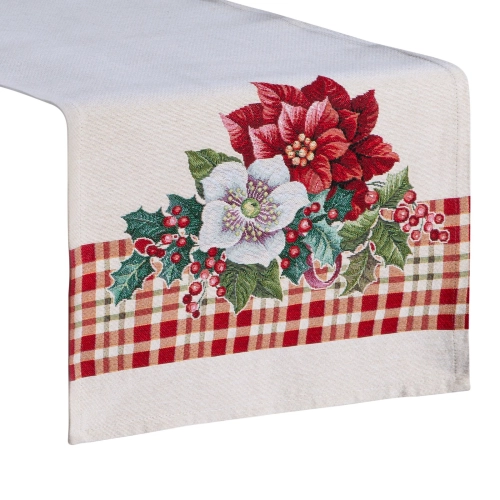 Vianočný behúň - štóla zdobená motívom vianočnej ruže 40x100 cm
