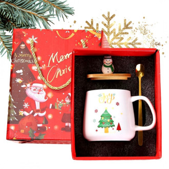 Vianočný hrnček sada s vrchnákom a lyžičkou 225 ml 