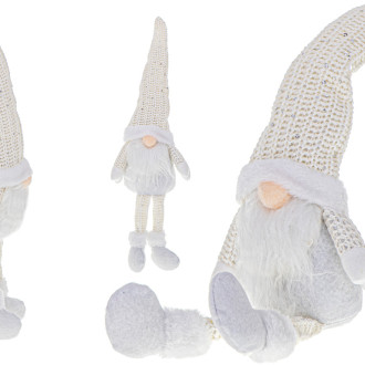 Vianočný trpaslík s bradou biely - 47cm