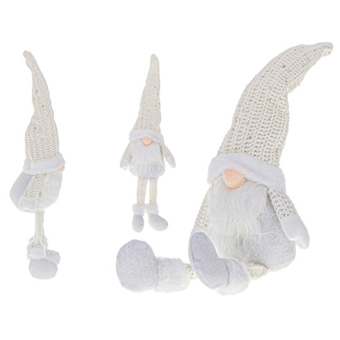 Vánoční trpaslík s bradou bílý - 47cm