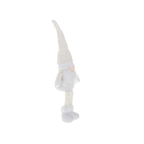 Vánoční trpaslík s bradou bílý - 47cm