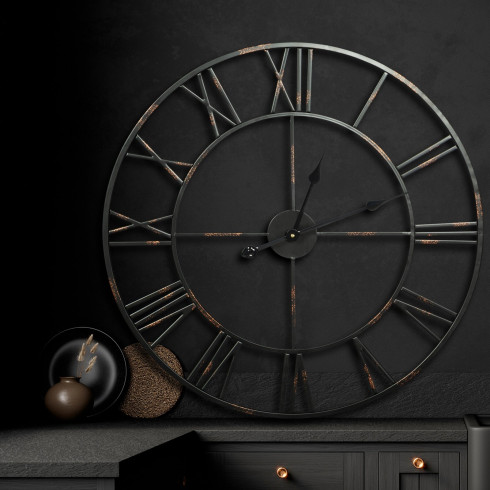 Vintage kovové nástenné hodiny dekoratívne - 70 cm