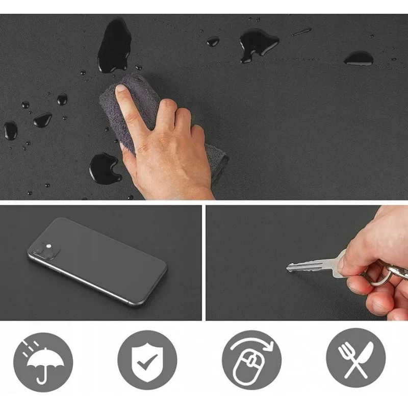 Voděodolná podložka na stůl, oboustranná černo-šedá 50x80 cm