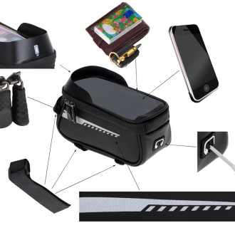Vodotesný držiak na telefón s úložnou taškou na bicykel 2v1